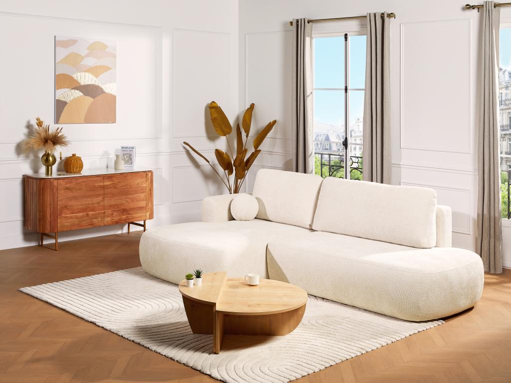 Ecksofa mit Schlaffunktion - Ecke links - Strukturstoff - Beige - BROCARO v günstig online kaufen