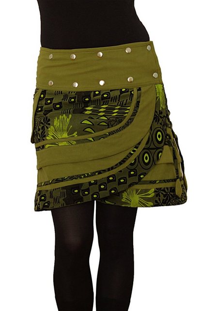PUREWONDER Wickelrock Damen Rock mit Tasche und Schnürung sk196 Baumwolle E günstig online kaufen
