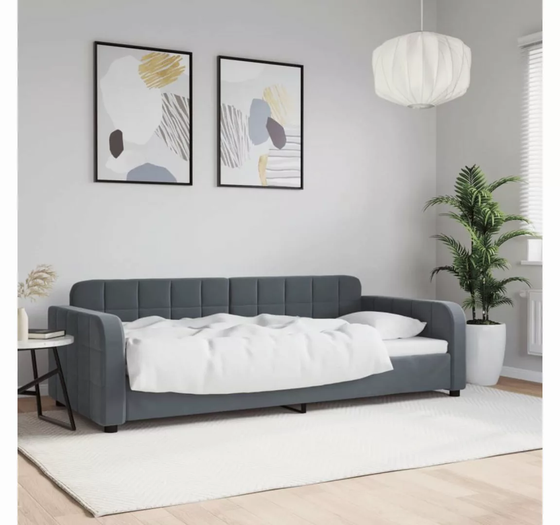 vidaXL Bett, Tagesbett Dunkelgrau 90x200 cm Samt günstig online kaufen