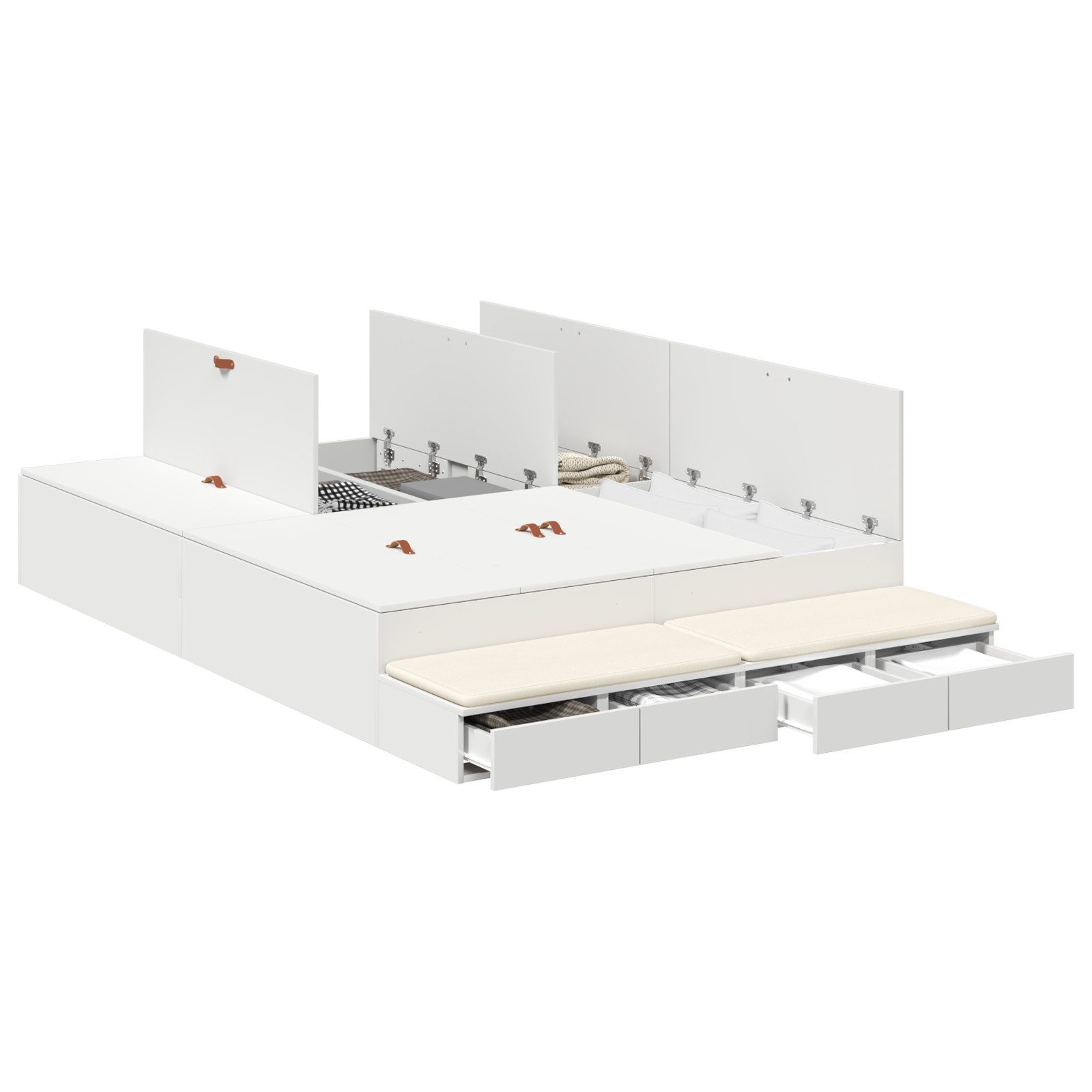 vidaXL Bett Stauraumbett weiß 135x190 cm günstig online kaufen