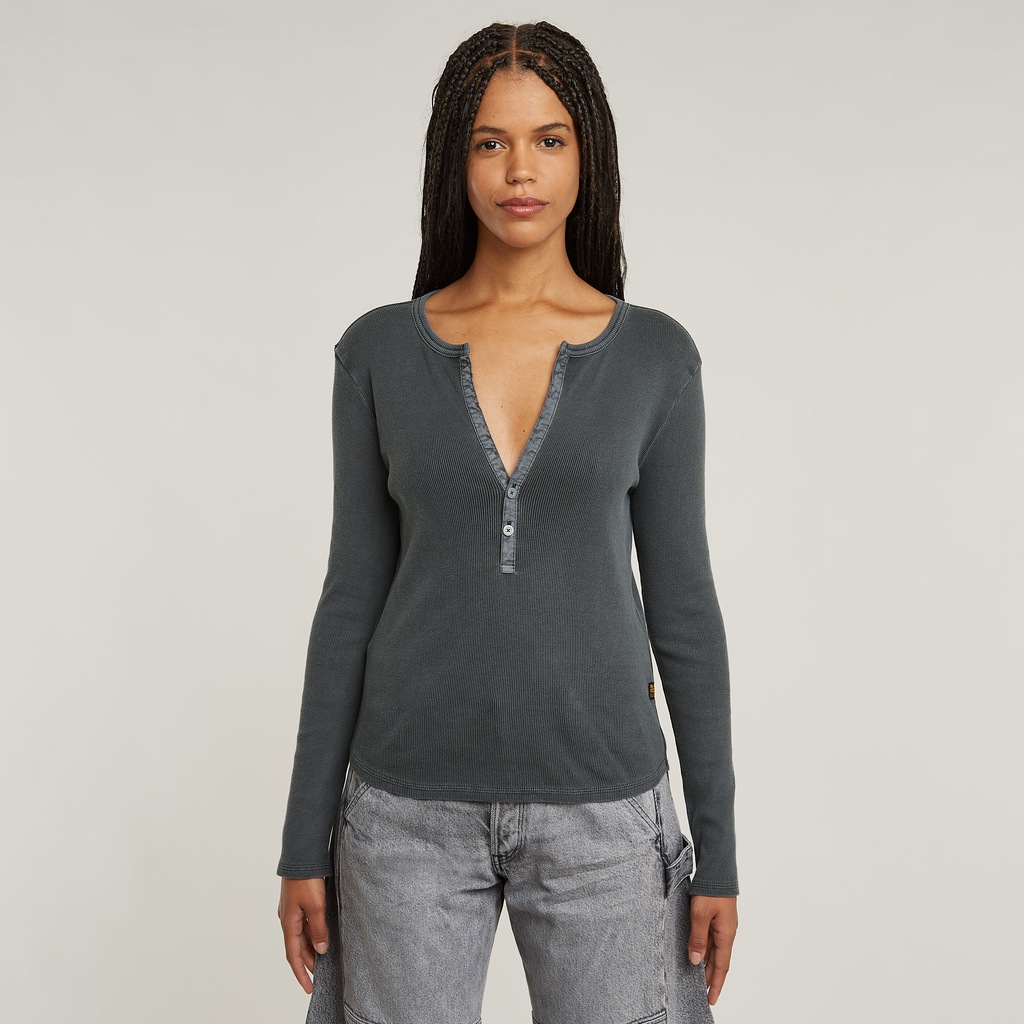 G-STAR Langarmshirt "Deep v slim", mit Knopfverschluss günstig online kaufen