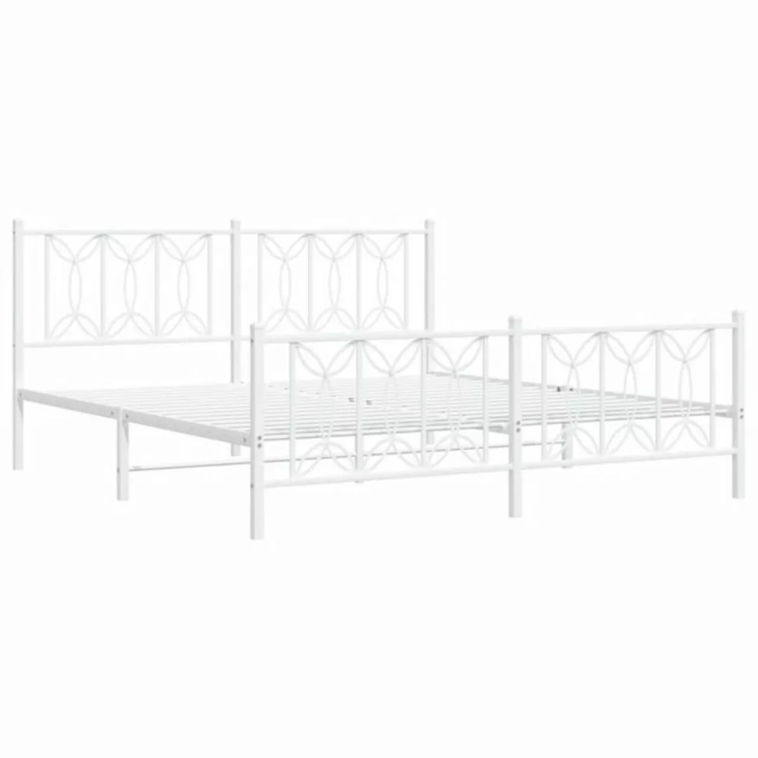 vidaXL Bett Bettgestell mit Kopf- und Fußteil Metall Weiß 180x200 cm günstig online kaufen