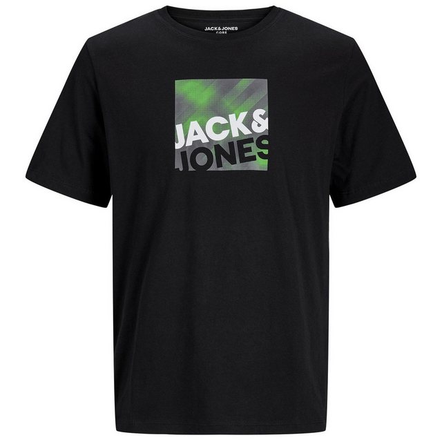 Jack & Jones Rundhalsshirt Große Größen Herren T-Shirt schwarz Labeldruck J günstig online kaufen