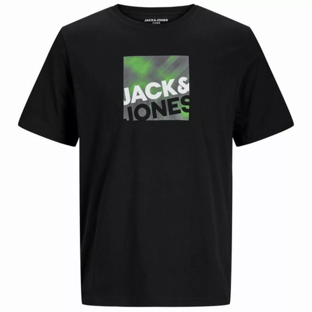 Jack & Jones Rundhalsshirt Große Größen Herren T-Shirt schwarz Labeldruck J günstig online kaufen