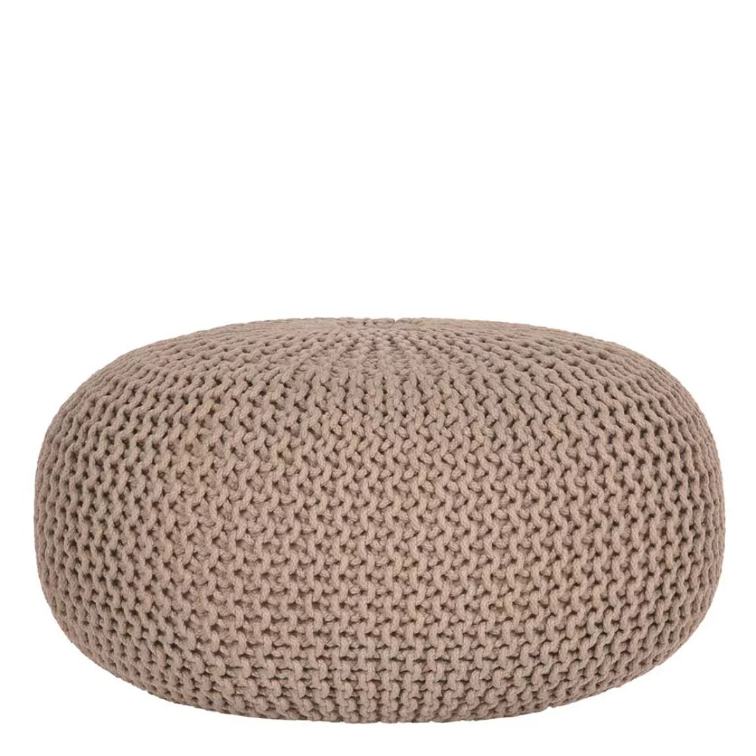 Strick Pouf in Beige Skandi Design günstig online kaufen