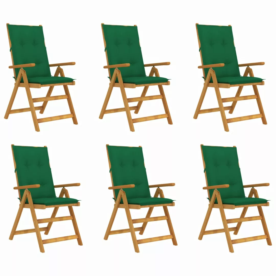 Klappbare Gartenstühle 6 Stk. Mit Auflagen Massivholz Akazie günstig online kaufen