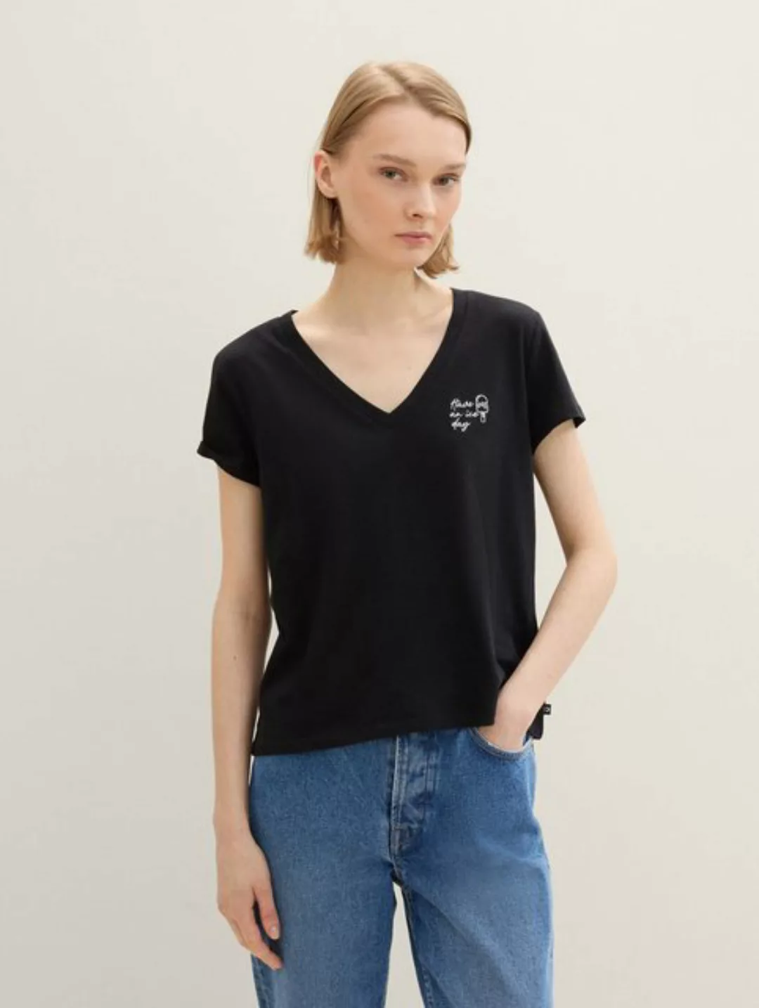 TOM TAILOR Denim T-Shirt mit Statement-Print günstig online kaufen