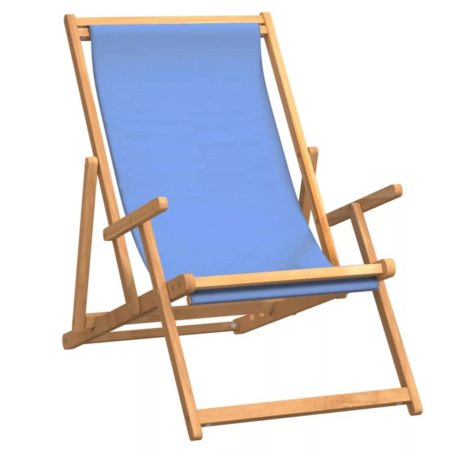 vidaXL Strandstuhl Klappbar Massivholz Teak Blau günstig online kaufen