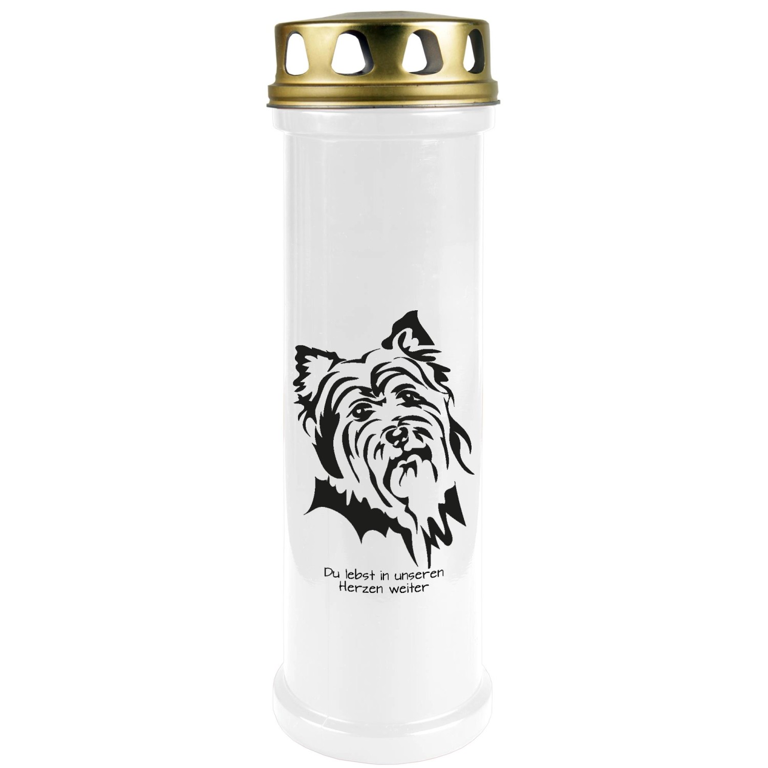 HS Candle Grabkerze Weiß 100h Deckel Gold Terrier günstig online kaufen