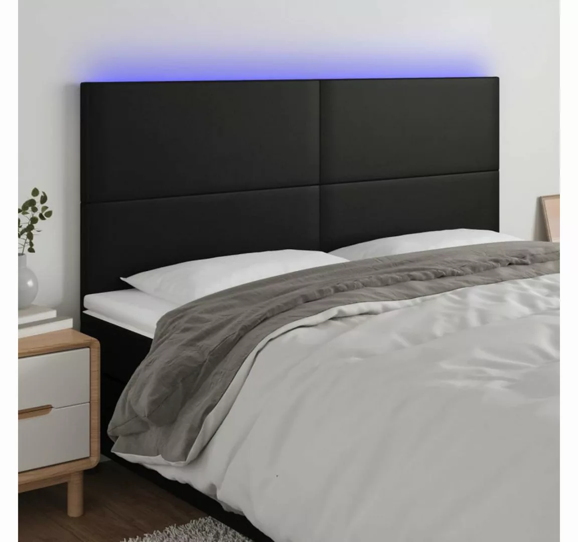 vidaXL Bett, LED Kopfteil Schwarz 180x5x118/128 cm Kunstleder günstig online kaufen