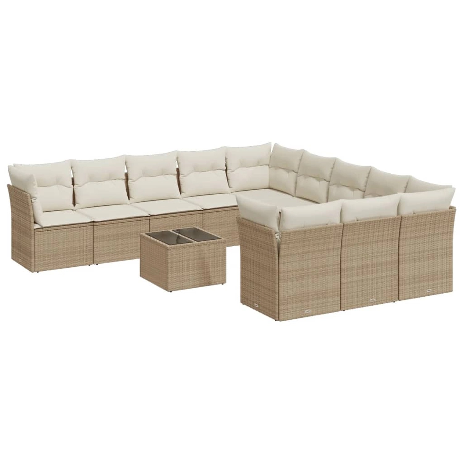vidaXL 12-Tlg Garten-Sofagarnitur mit Kissen Beige Poly Rattan 3250257 günstig online kaufen