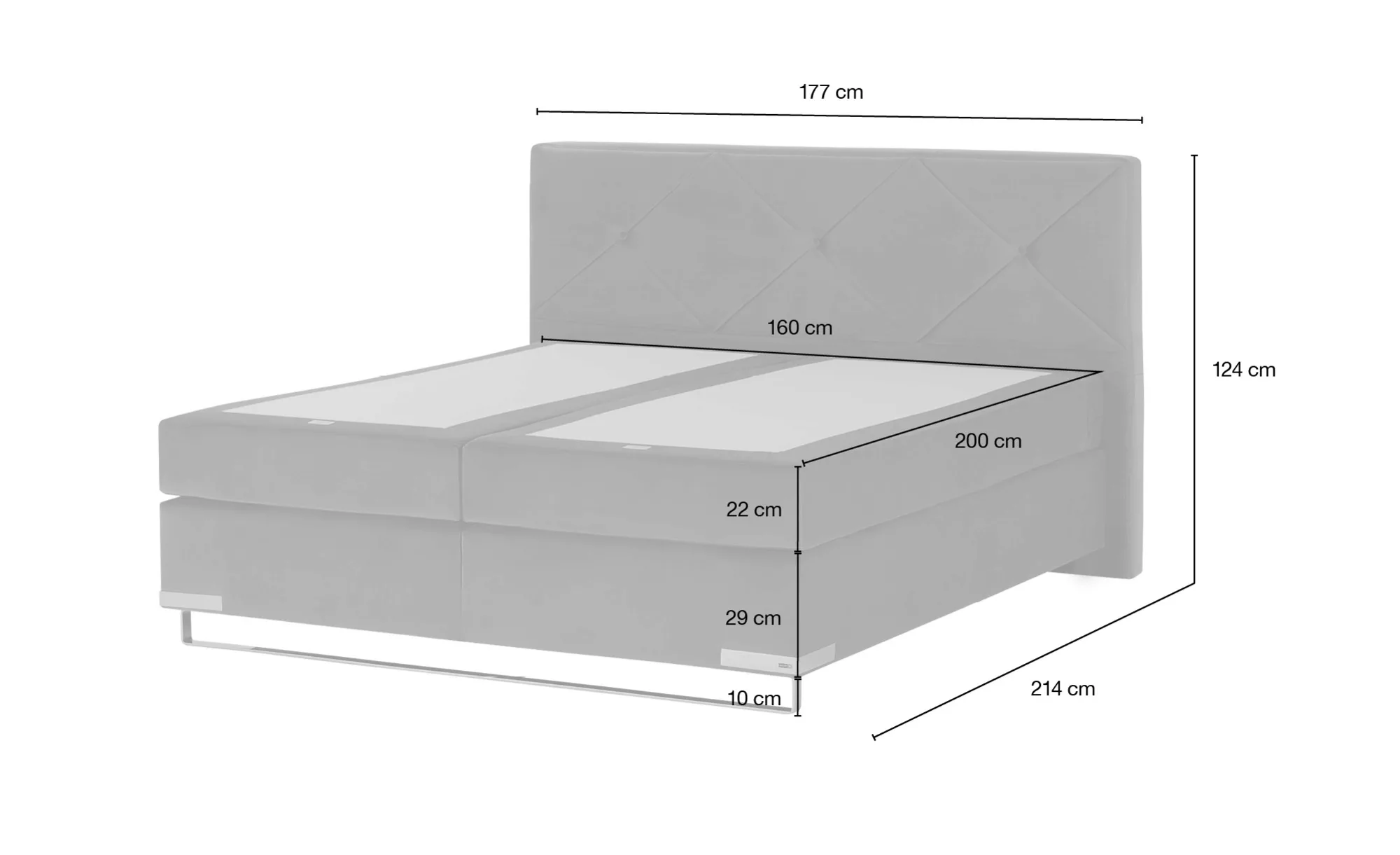 Gallery M Boxspringbett Standardversion Dubai ¦ grün ¦ Maße (cm): B: 177 H: günstig online kaufen