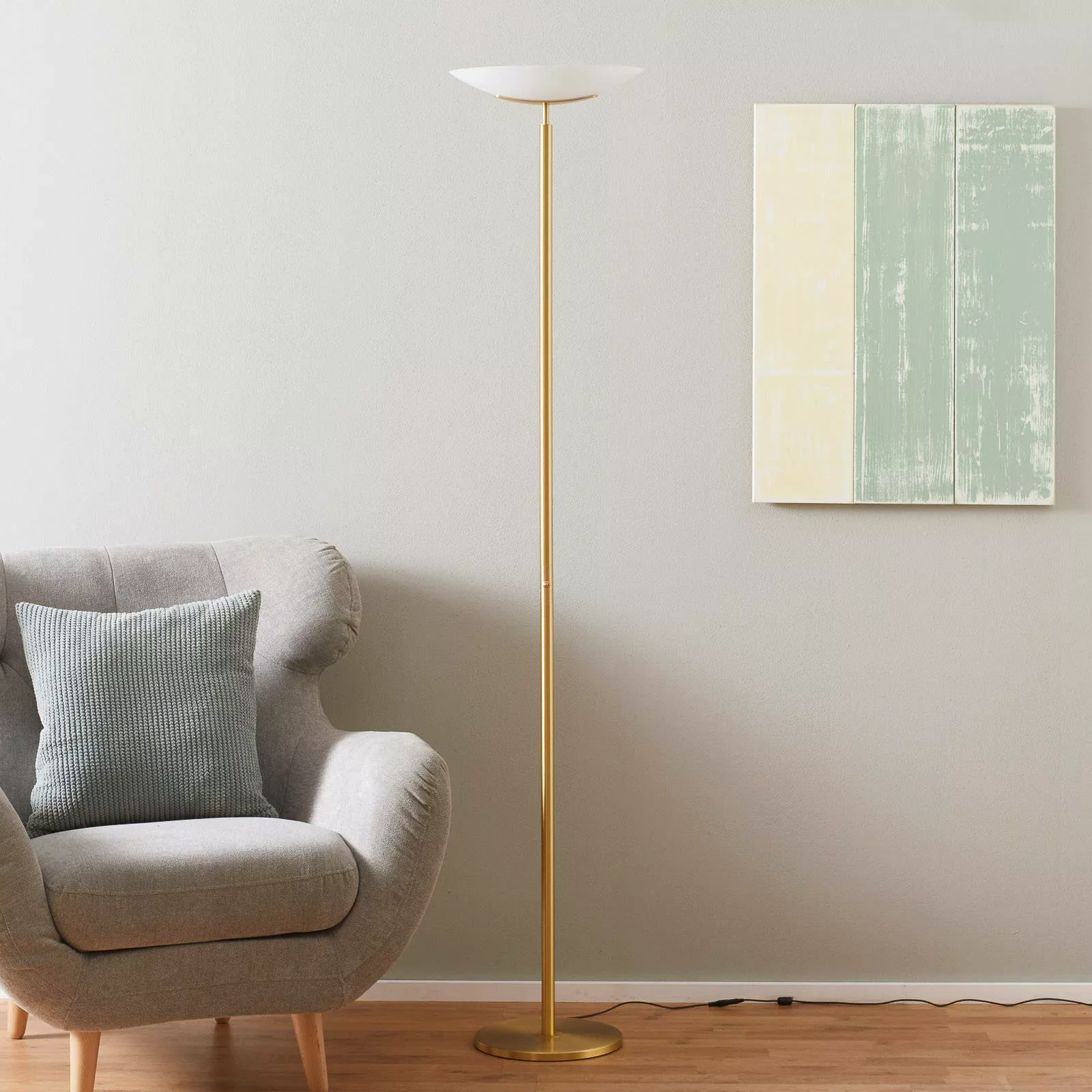 Hochwertiger LED-Deckenfluter Mika in Messing matt günstig online kaufen