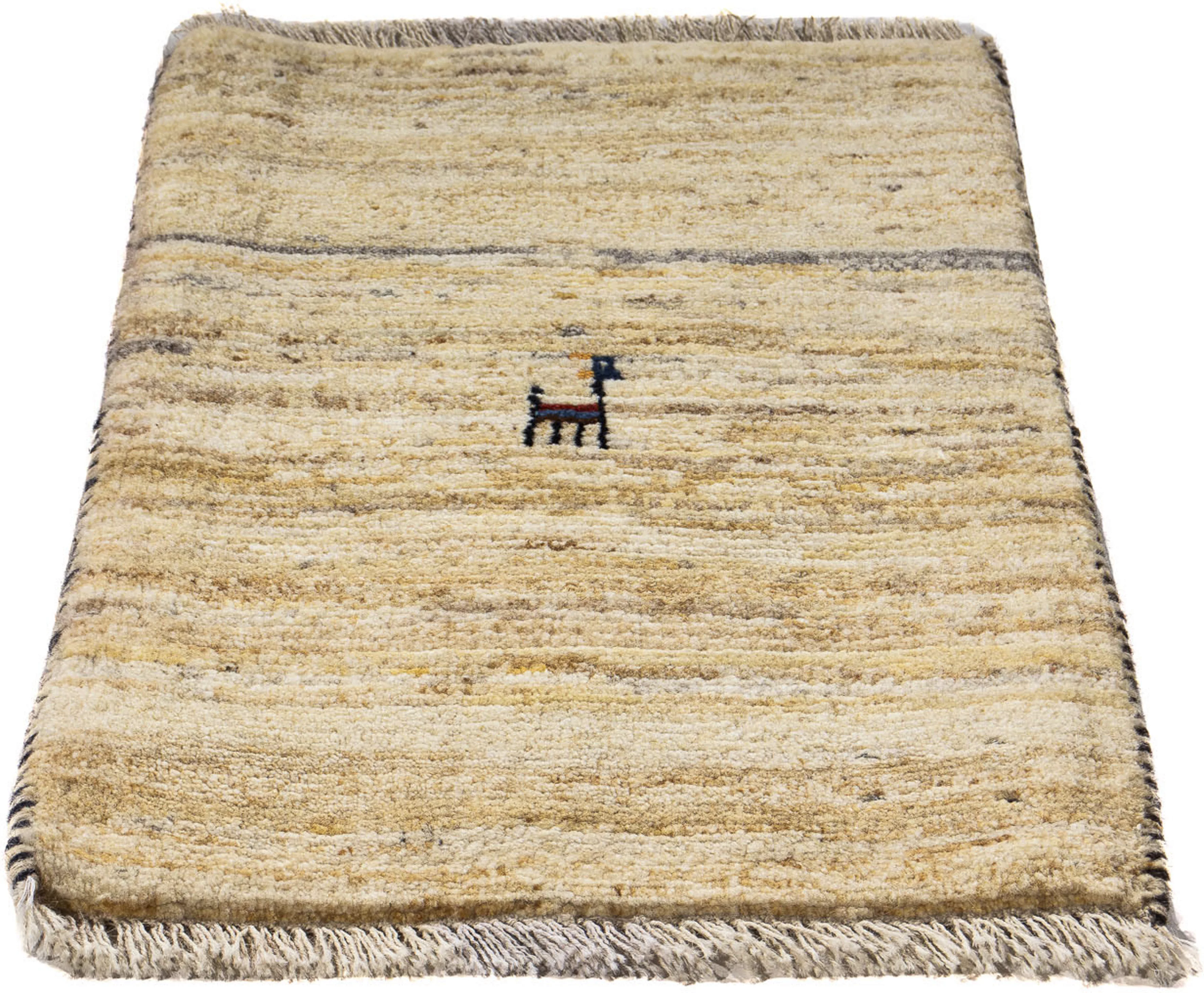morgenland Wollteppich »Gabbeh - Perser - 60 x 40 cm - beige«, rechteckig, günstig online kaufen
