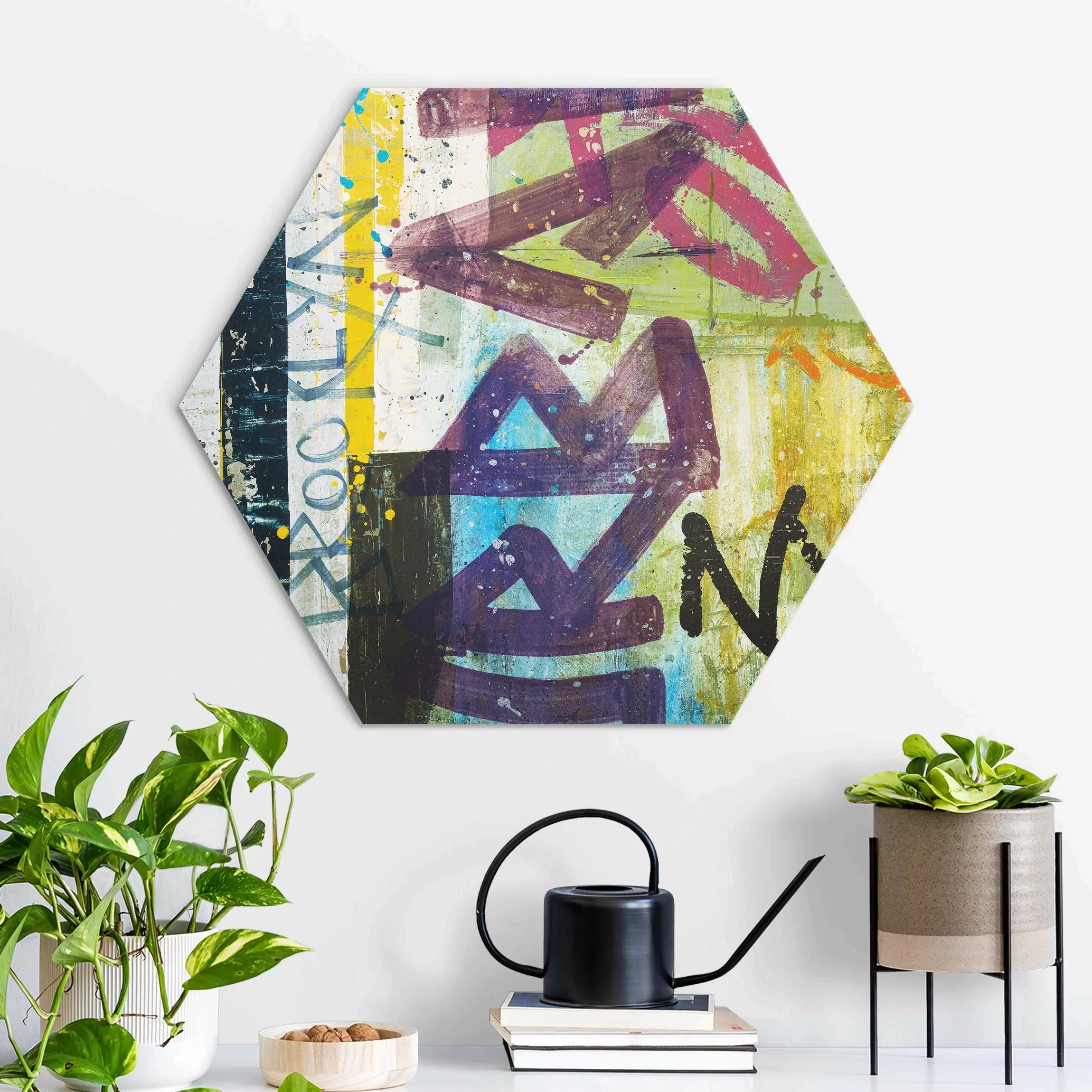 Hexagon-Alu-Dibond Bild Brooklyn Graffiti günstig online kaufen