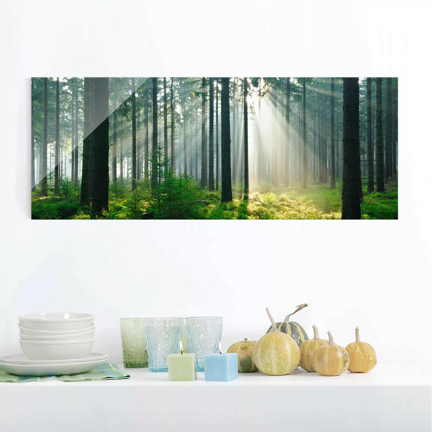 home24 Glasbild Enlightened Forest günstig online kaufen