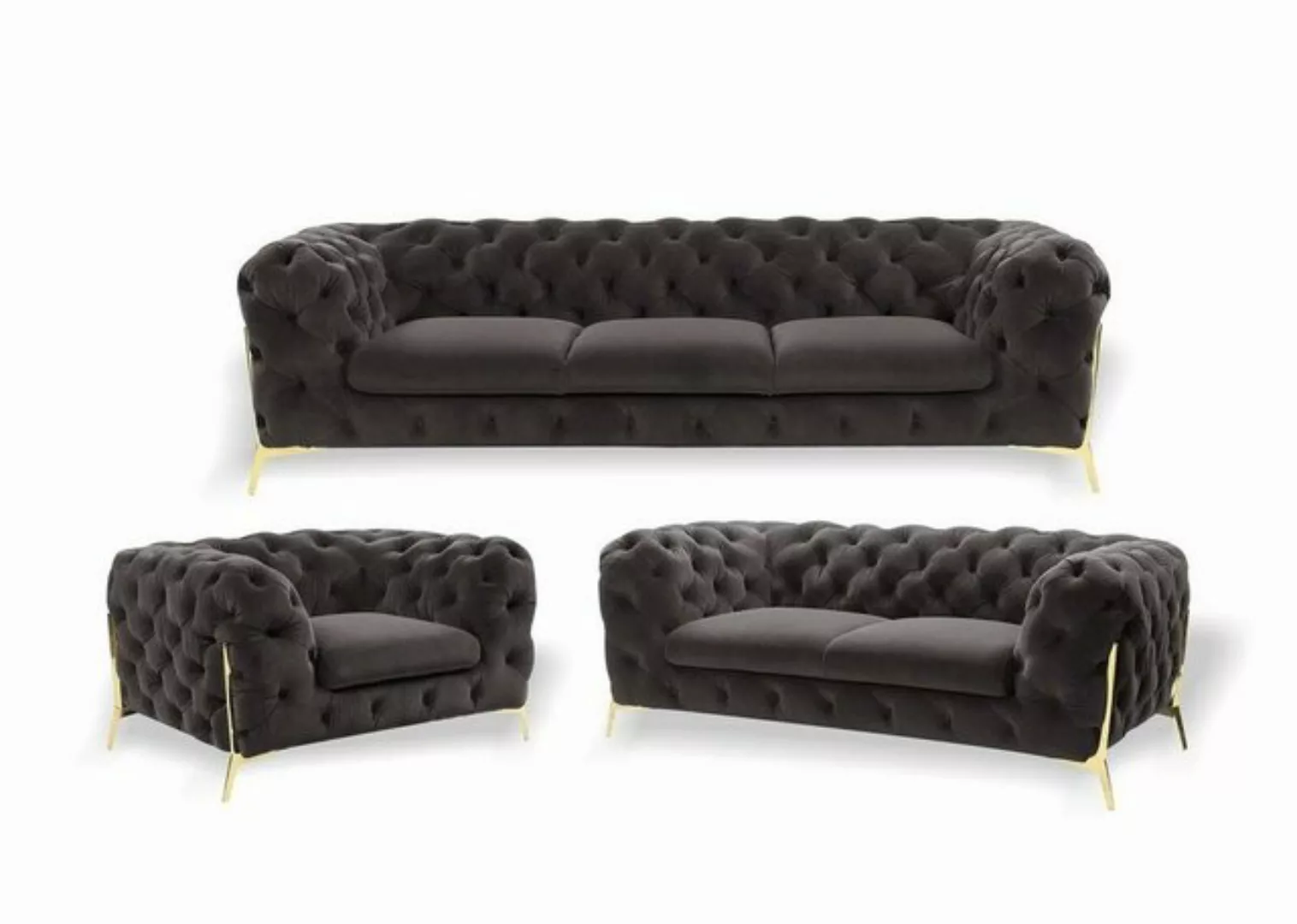 JVmoebel Sofa Braune Luxus Chesterfield Möbel Sofa Garnitur 3 2 1 Sitzer, M günstig online kaufen