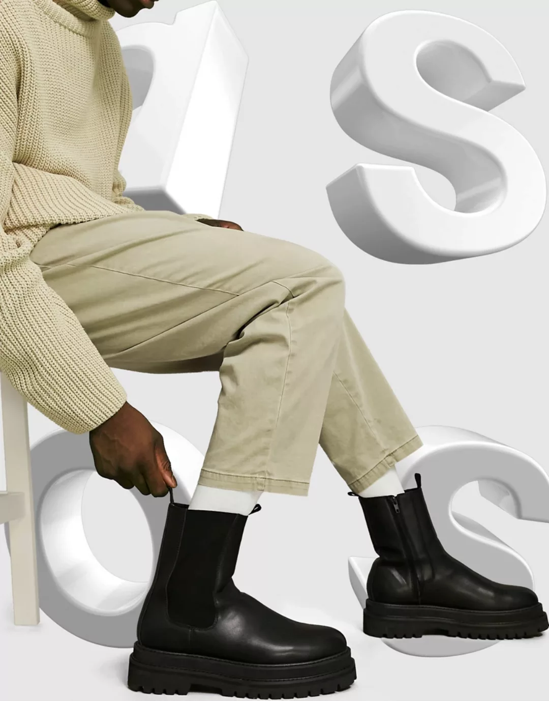 ASOS DESIGN – Wadenhohe Chelsea-Stiefel aus schwarzem Kunstleder günstig online kaufen