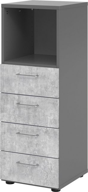 bümö Aktenschrank smart Schubladen Kombi - 4 Schübe Dekor: Graphit/Beton günstig online kaufen