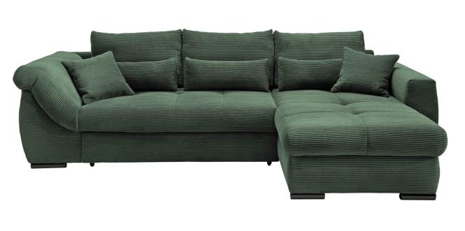 Ecksofa Cord Grau 302 x 188 cm Schlaffunktion Bettkasten FEDERICO günstig online kaufen