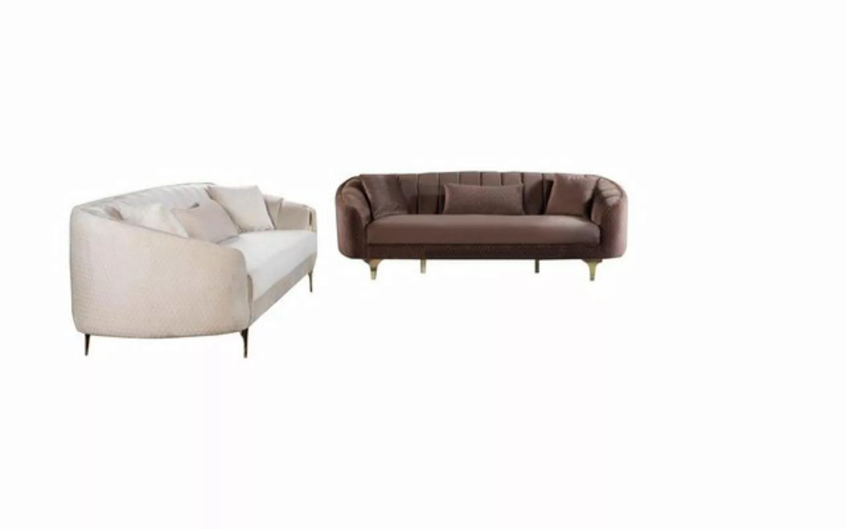 JVmoebel Sofa Luxus Wohnzimmer Couch Sitzgarnitur Braun Beige Set 3+3+1, Ma günstig online kaufen