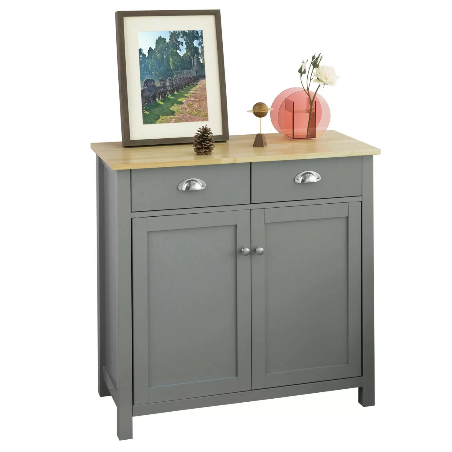 SoBuy Sideboard Kommode Küchenschrank Flurschrank Grau FSB25-HG günstig online kaufen