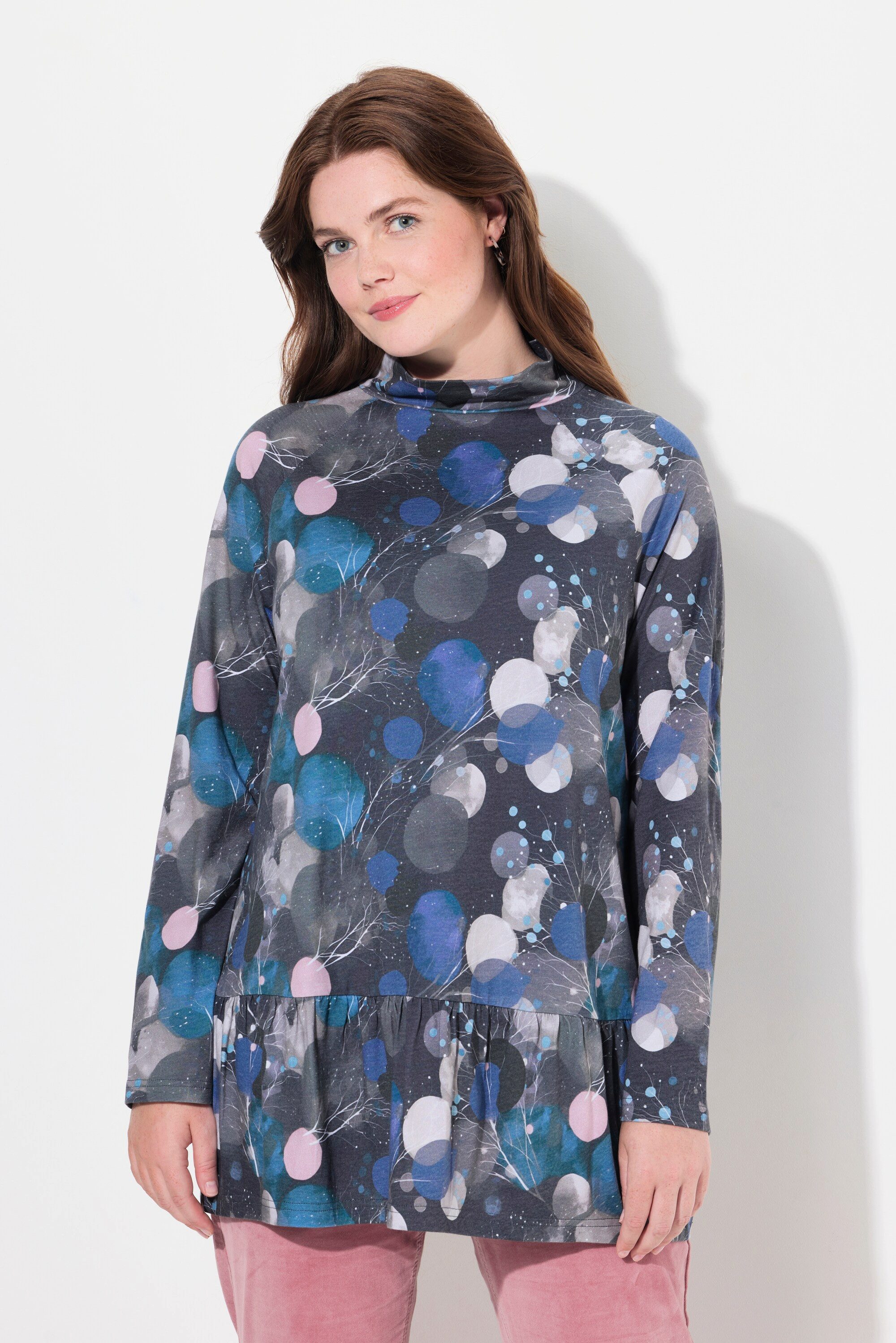 Ulla Popken Longshirt Longshirt A-Linie Stehkragen günstig online kaufen