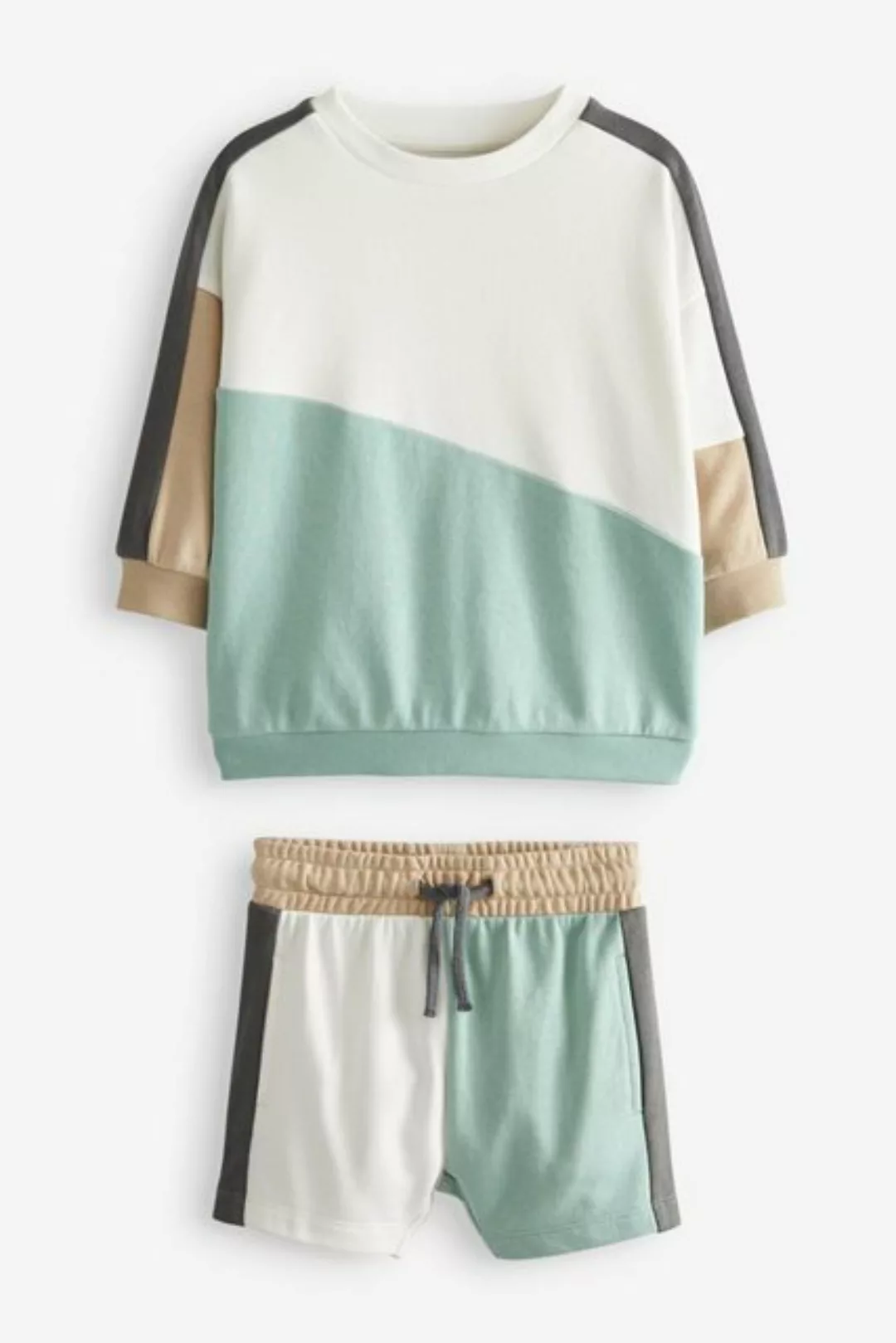 Next Shirt & Shorts Blockfarben-Sweatshirt und Shorts im Set (2-tlg) günstig online kaufen