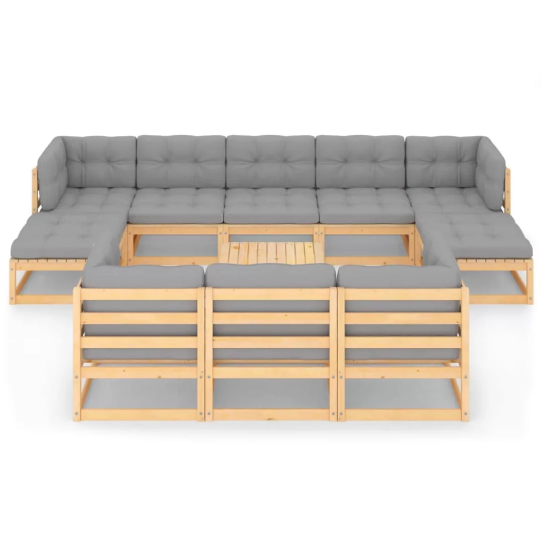 11-tlg. Garten-lounge-set Mit Kissen Kiefer Massivholz günstig online kaufen