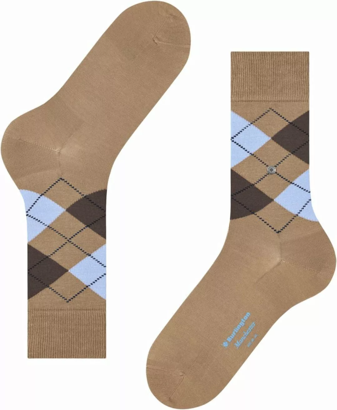 Burlington Manchester Socken Kariert Beige 4240 - Größe 40-46 günstig online kaufen