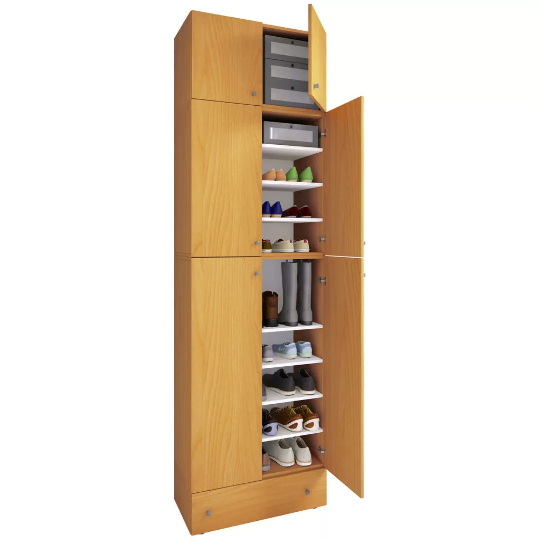 Schuhschrank Lona buche Nachbildung weiß B/H/T: ca. 70x240x39 cm günstig online kaufen