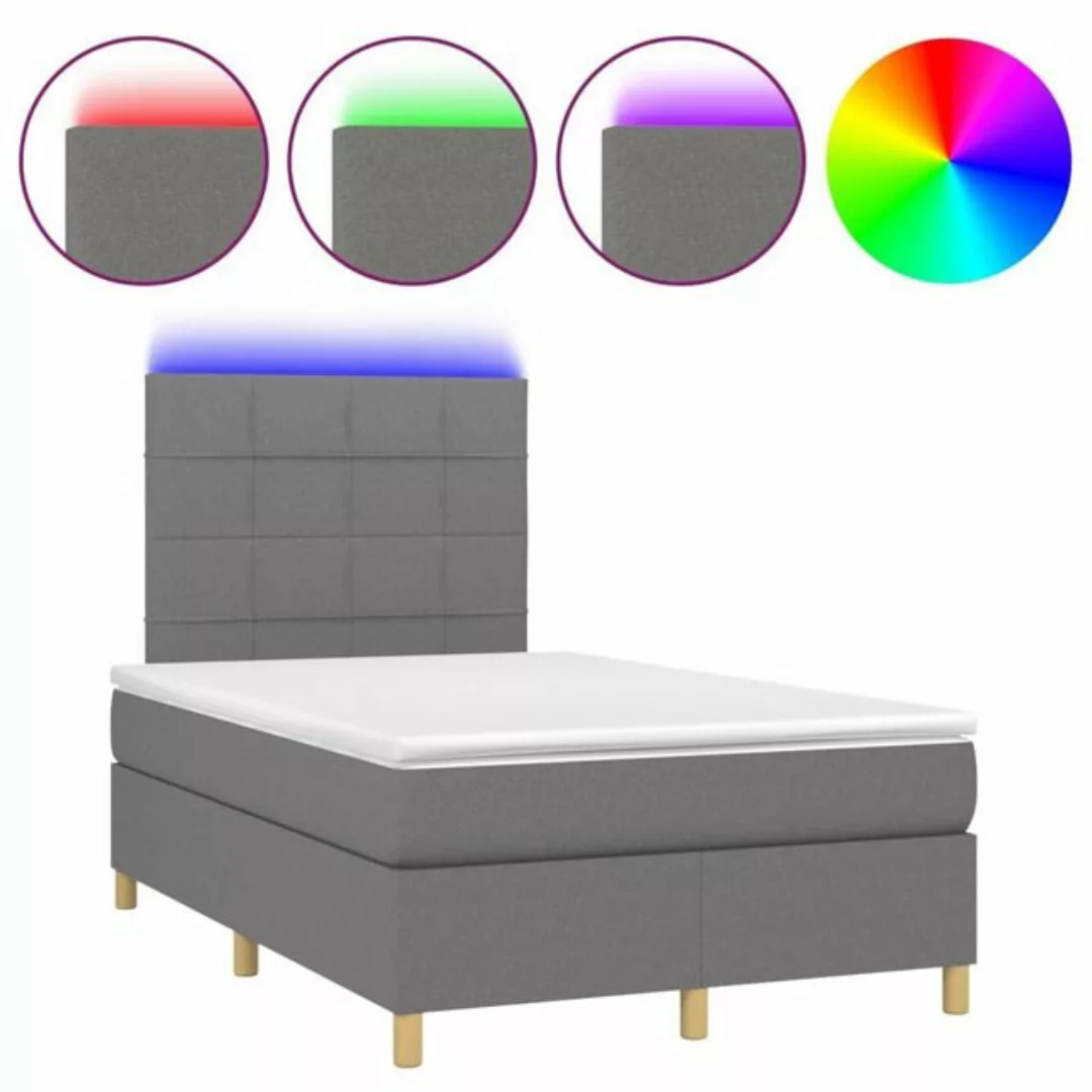 vidaXL Bettgestell Boxspringbett mit Matratze LED Dunkelgrau 120x200 cm Sto günstig online kaufen