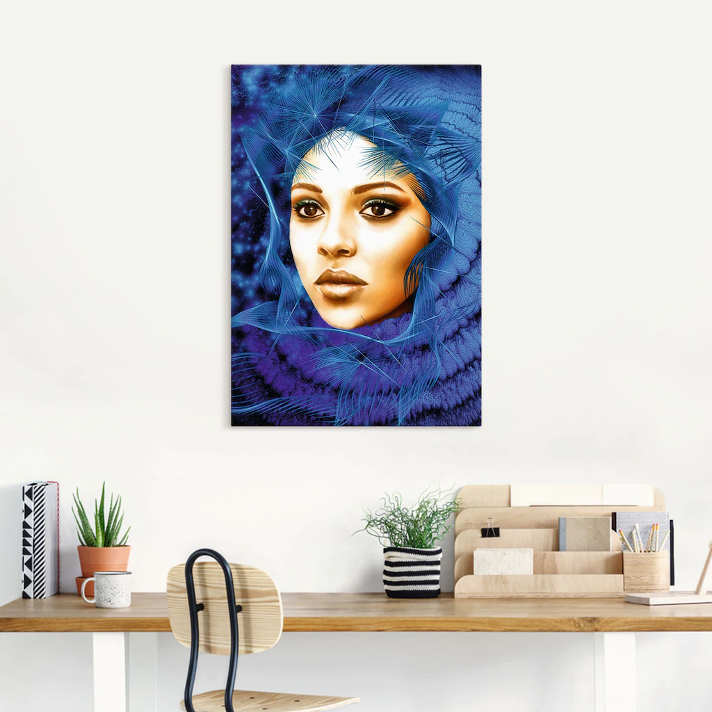 Artland Leinwandbild »Die blaue Kapuze«, Bilder von Frauen, (1 St.), auf Ke günstig online kaufen