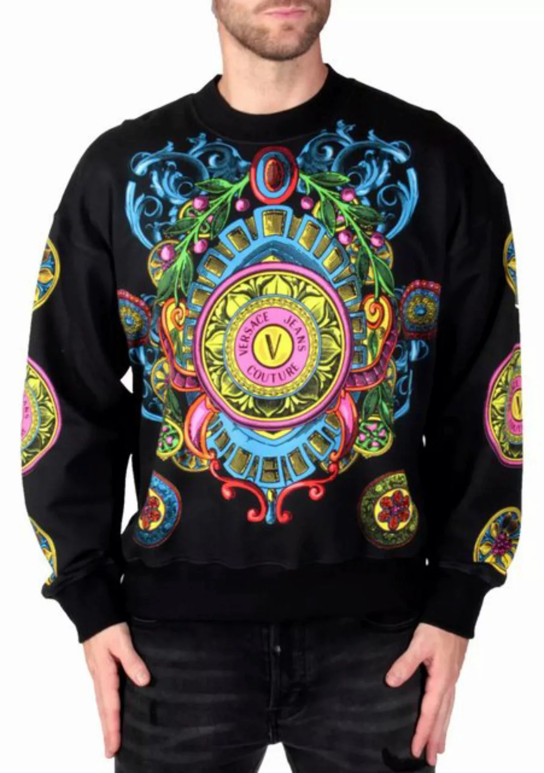 Versace Jeans Couture Sweatshirt Oversize Logo Pullover Sweater S All-Over- günstig online kaufen