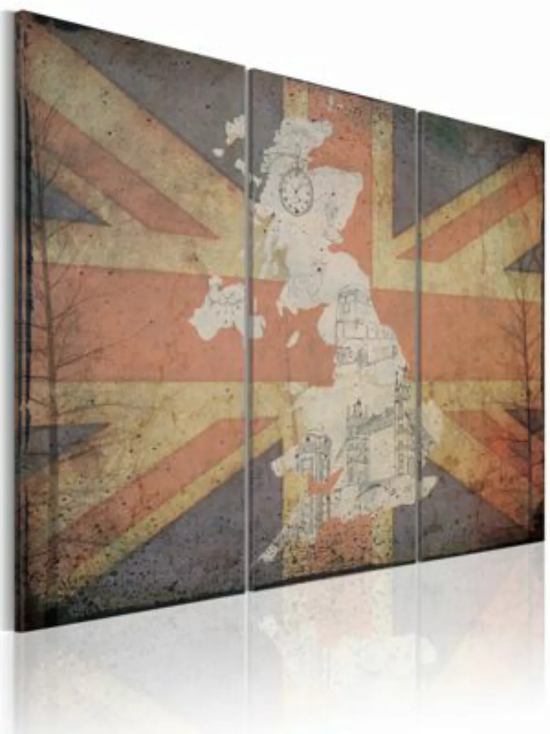 artgeist Wandbild Landkarte von Großbritannien - Triptychon mehrfarbig Gr. günstig online kaufen