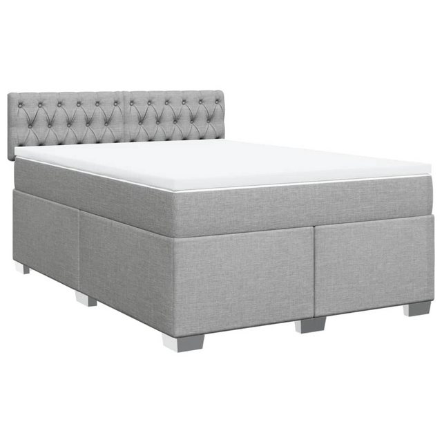 vidaXL Bett Boxspringbett mit Matratze Hellgrau 140x190 cm Stoff günstig online kaufen