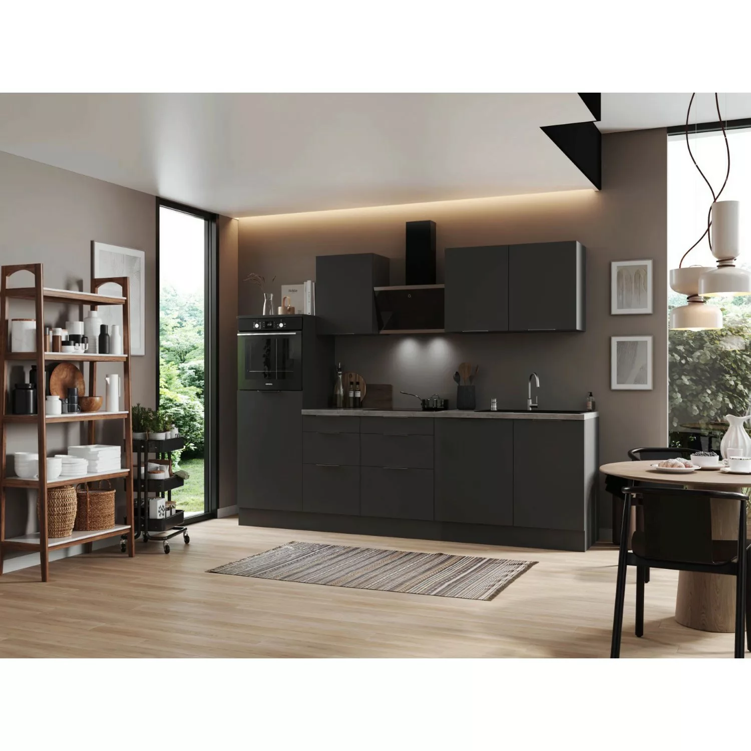 Respekta Selection Küchenzeile Elisabeth RS280HGGH 280 cm Grau günstig online kaufen