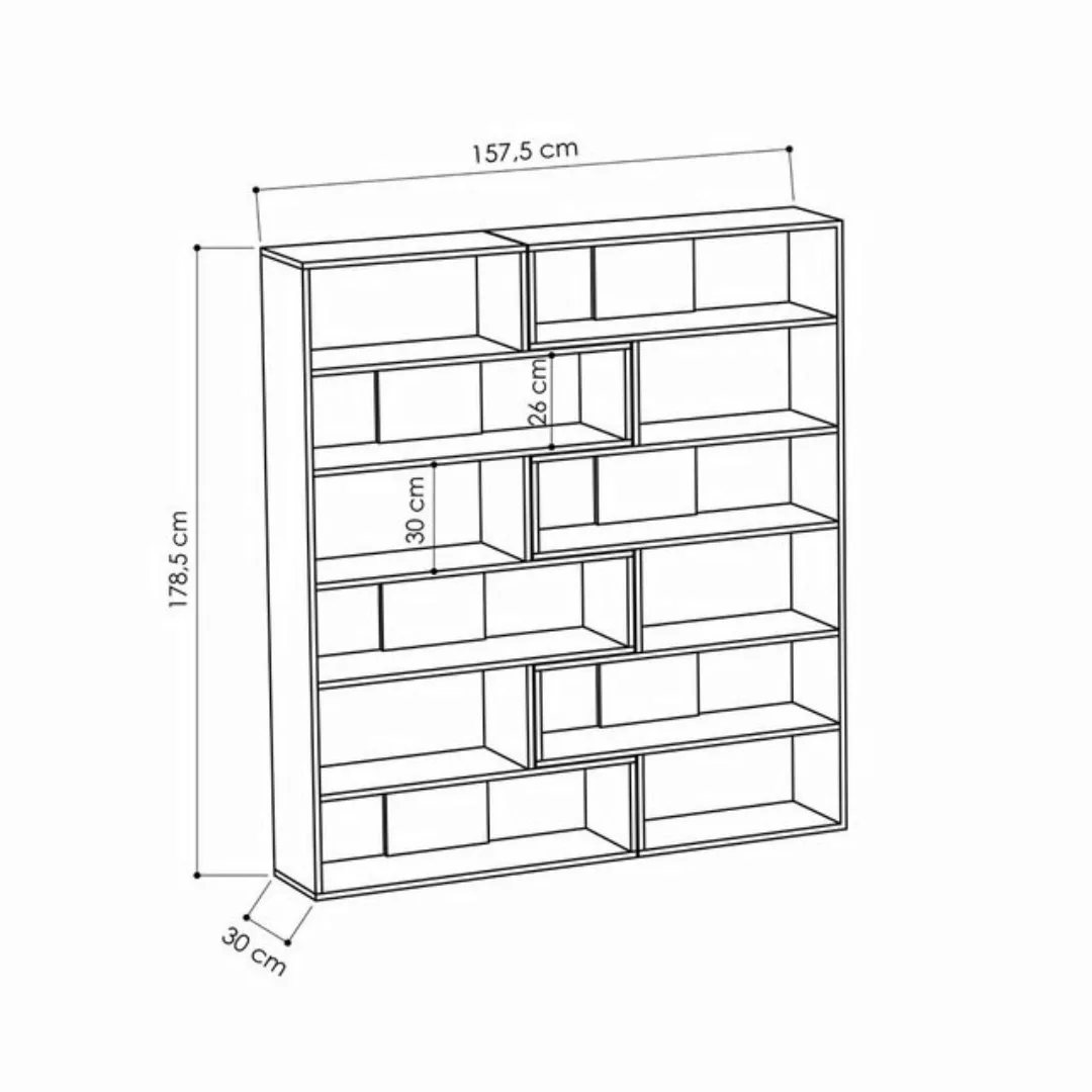 Decortie Bücherregal Molly, Modernes Bücherregal,Eck, Display Unit No.4, 29 günstig online kaufen