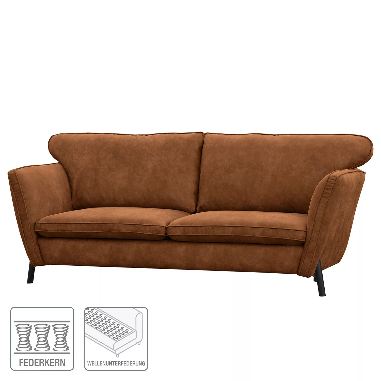 home24 Modoform Sofa Lajedo 3-Sitzer Cognac Microfaser 226x100x100 cm günstig online kaufen
