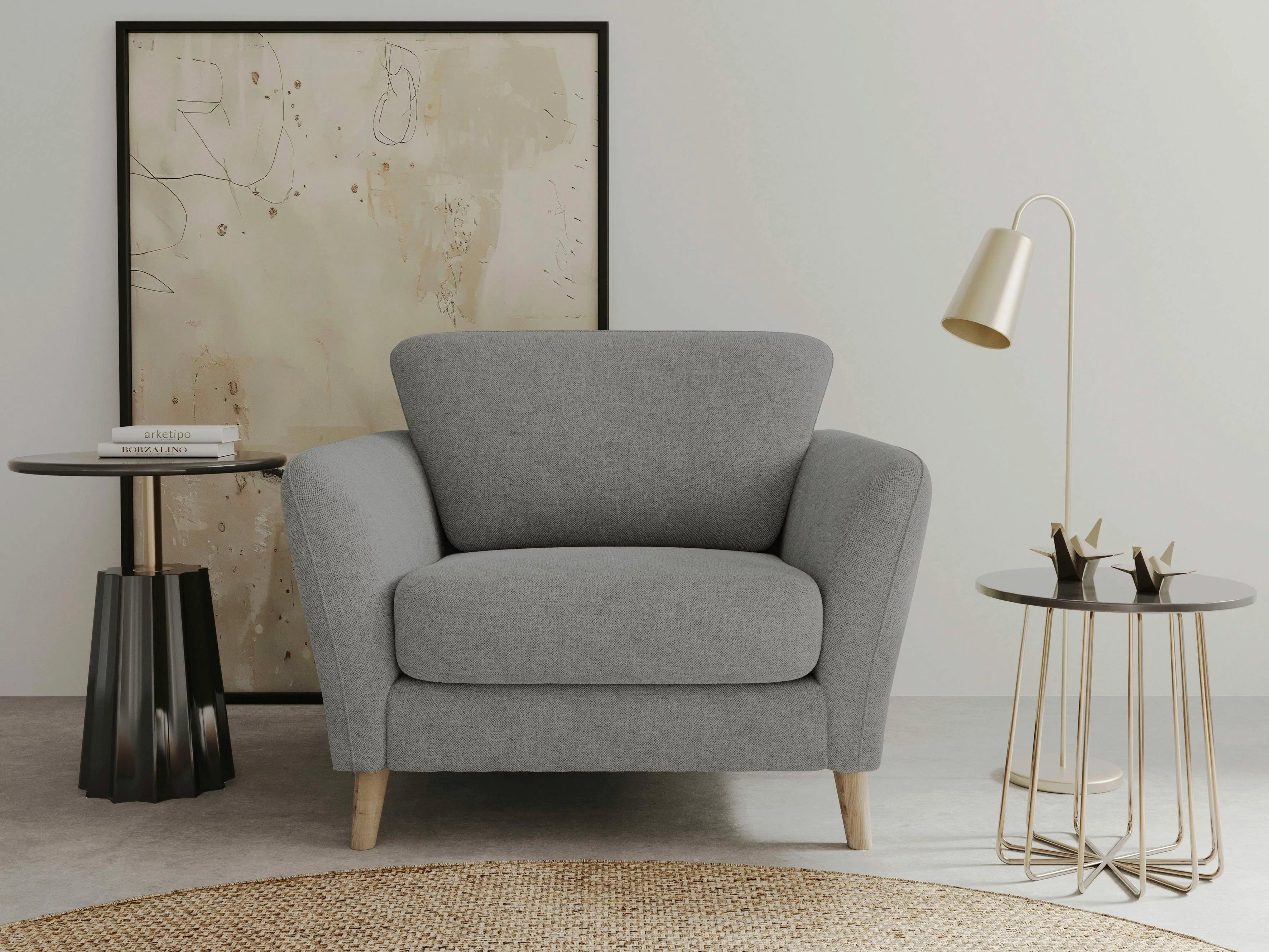 Home affaire Sessel "MARSEILLE", Massivholzbeine Eiche, Landhausstil, Welle günstig online kaufen