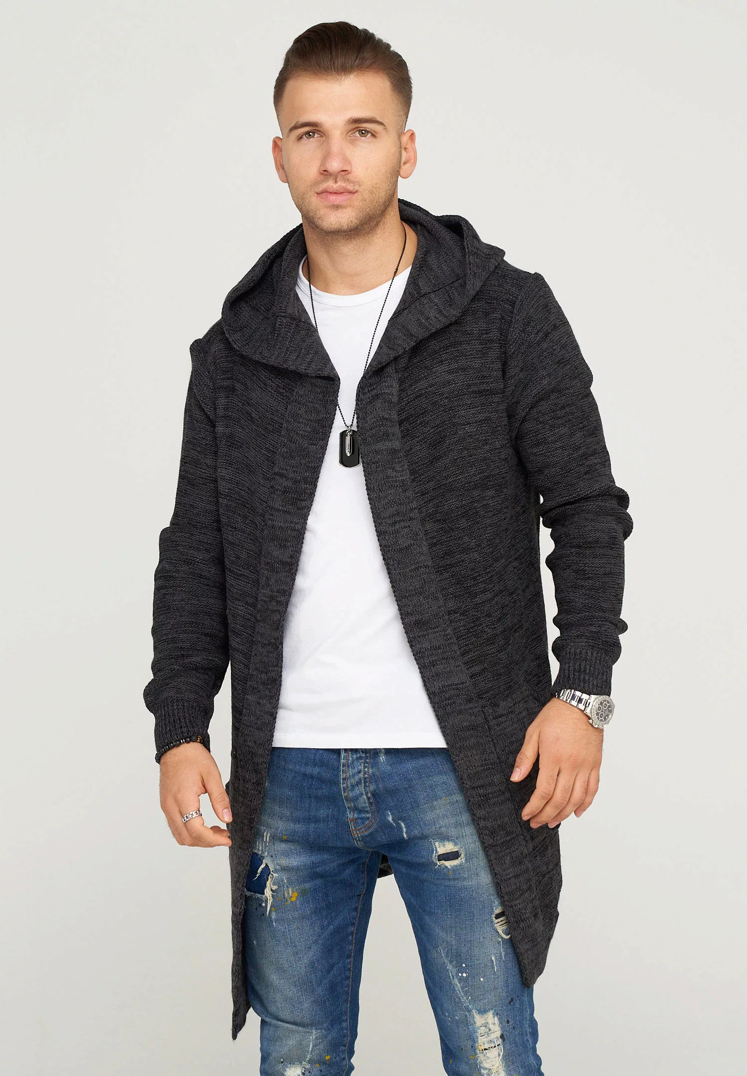 behype Strickjacke "ELIJA", mit gemütlicher Kapuze günstig online kaufen