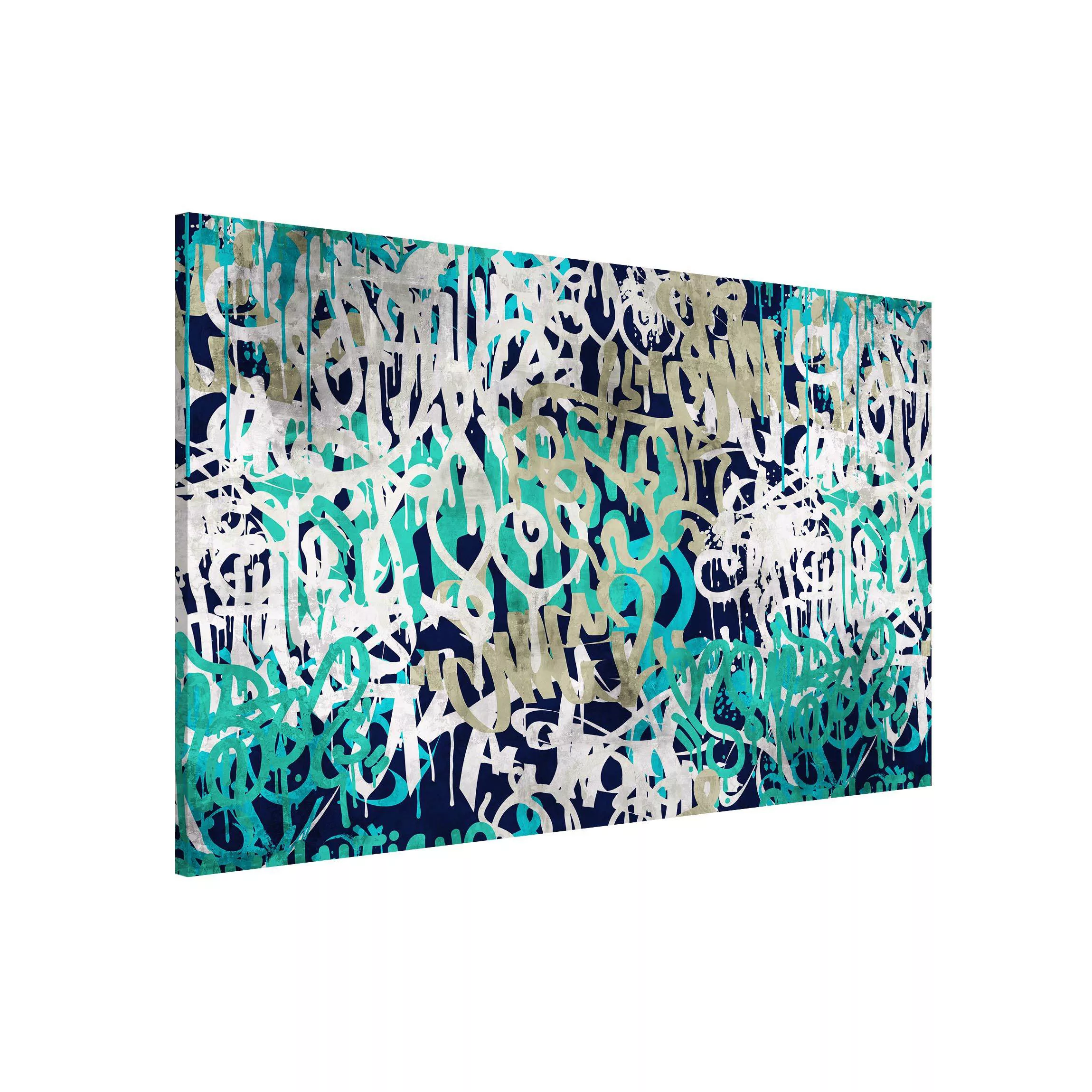 Magnettafel Graffiti Art Tagged Wall Turquoise günstig online kaufen