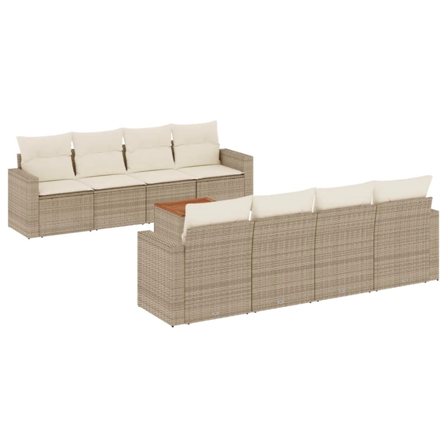 vidaXL 9-Tlg Garten-Sofagarnitur mit Kissen Beige Poly Rattan 3256373 günstig online kaufen