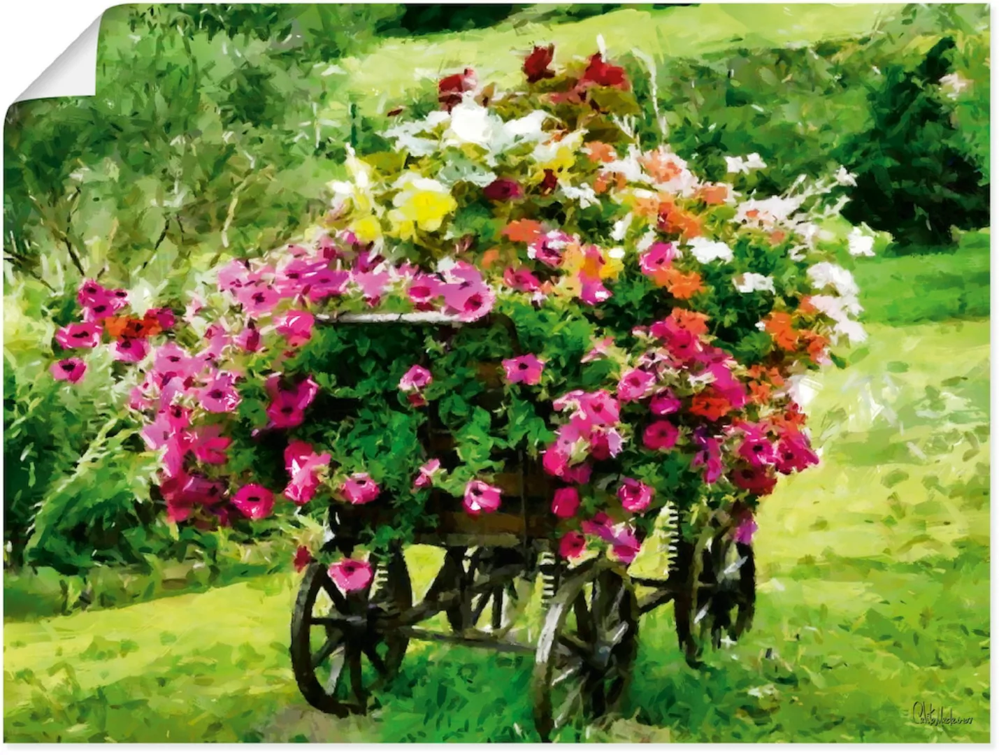 Artland Wandbild "Kutsche mit Blumen", Blumenbilder, (1 St.), als Alubild, günstig online kaufen