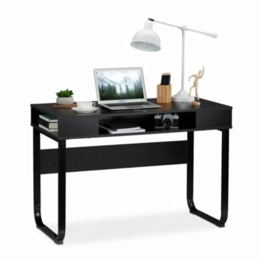 relaxdays Schreibtisch mit 3 Ablagefächern schwarz günstig online kaufen