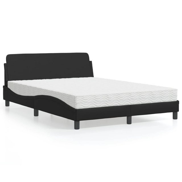 vidaXL Bett Bett mit Matratze Schwarz 140x200 cm Kunstleder günstig online kaufen