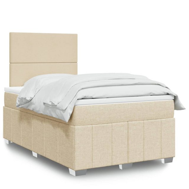 vidaXL Boxspringbett, Boxspringbett mit Matratze Creme 120x190 cm Stoff günstig online kaufen