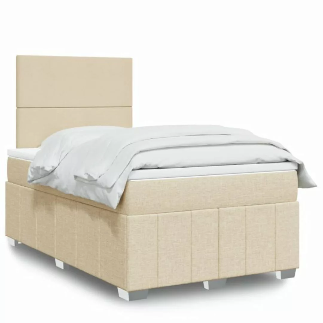 vidaXL Boxspringbett, Boxspringbett mit Matratze Creme 120x200 cm Stoff günstig online kaufen