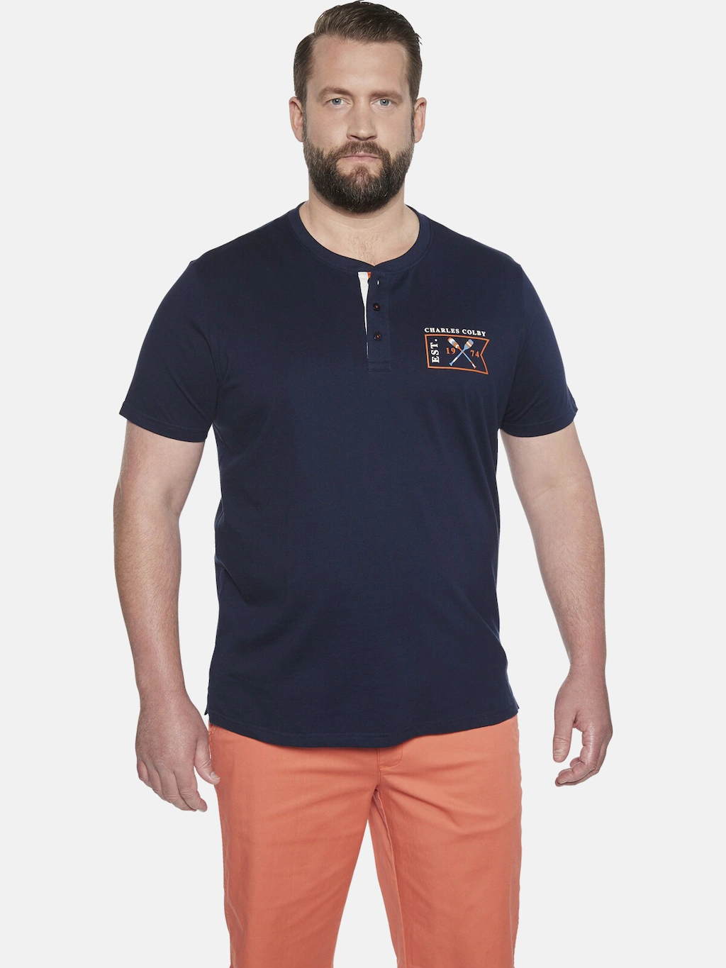 Charles Colby T-Shirt "T-Shirt EARL MAXEN", mit Knopfleiste günstig online kaufen