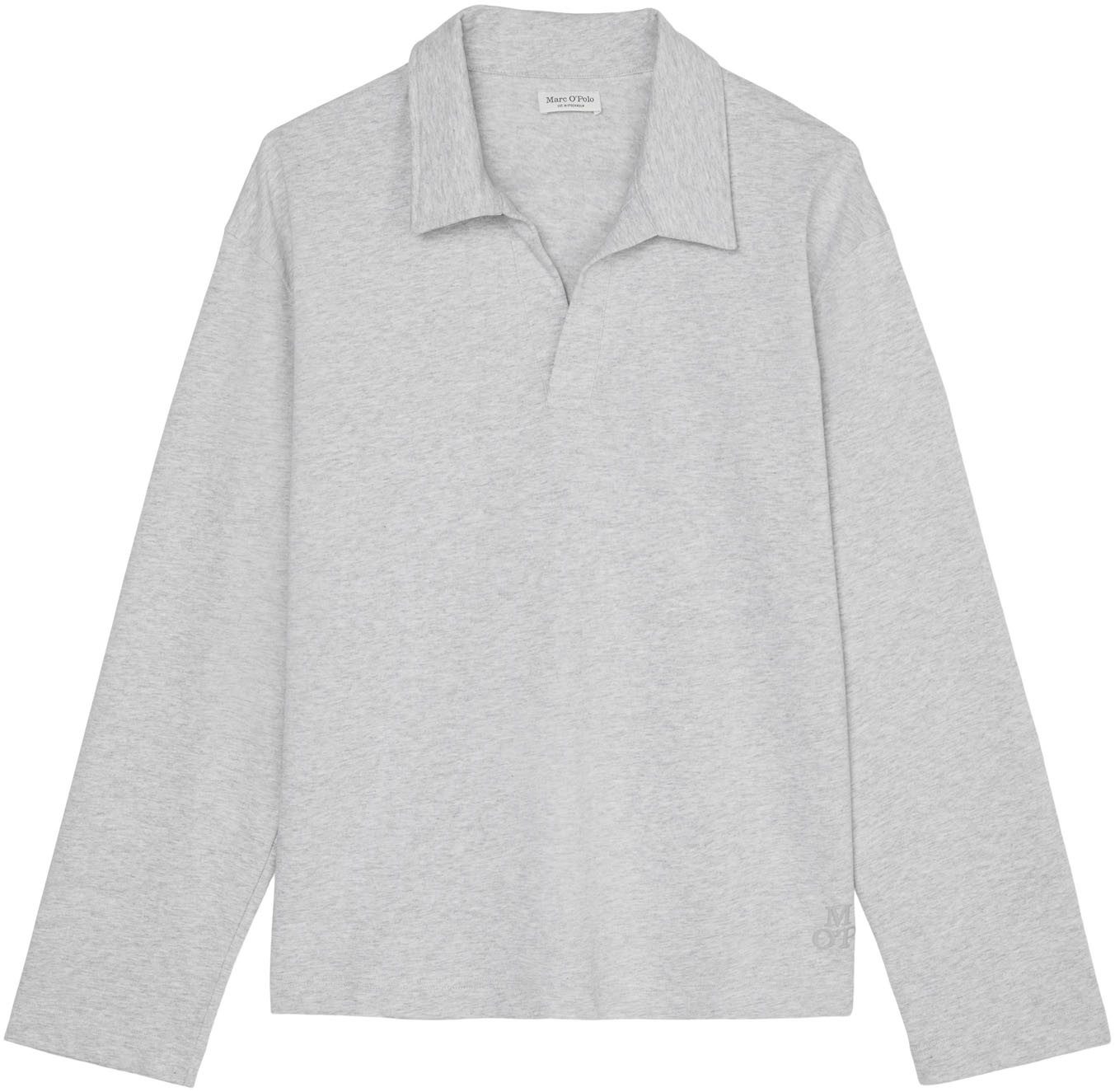 Marc OPolo Langarm-Poloshirt "Heavy Jersey-Woven", V-Ausschnitt, Langarm günstig online kaufen